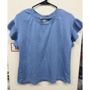 Women's Jane + Delancey Ruffle Blue Top Small 50 MSRP Boho Vintage Look NWT